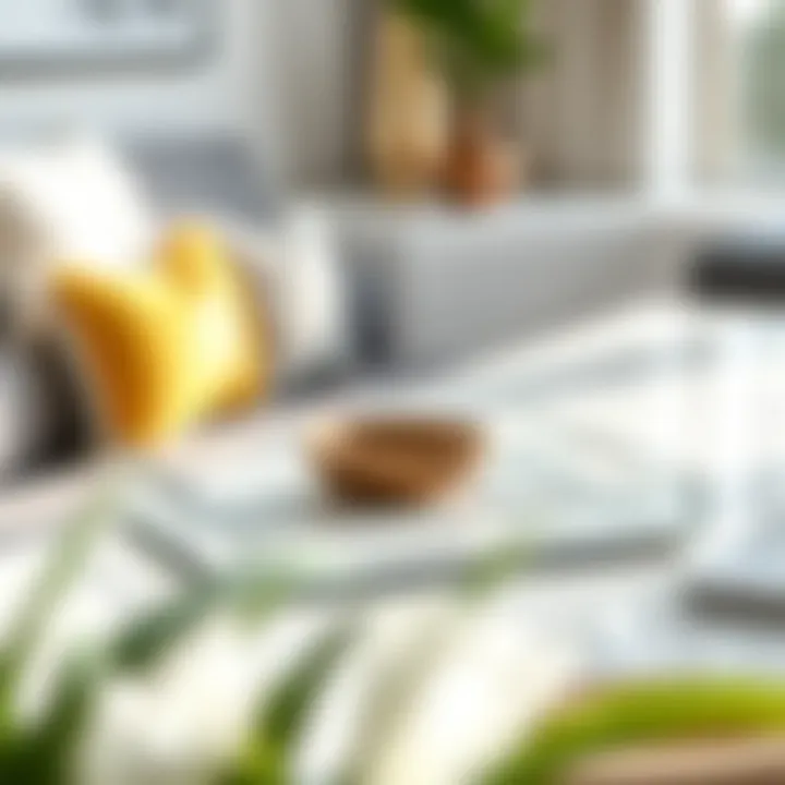 Minimalistic glass topper tray on a modern table