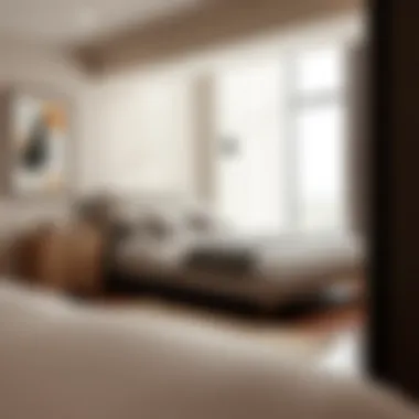 Stylish bedroom featuring a bed with custom height configuration