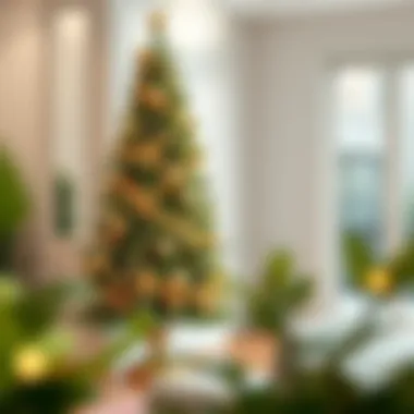 Elegant Christmas tree with decorative stand