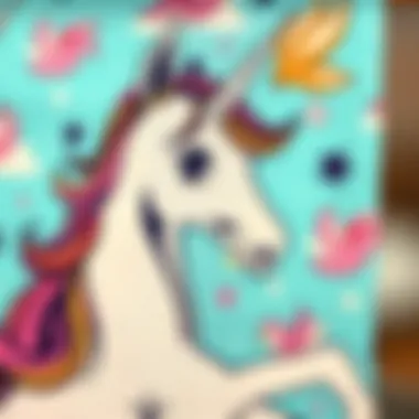 Artistic Unicorn Pattern Close-up of unicorn design on kitchen towel