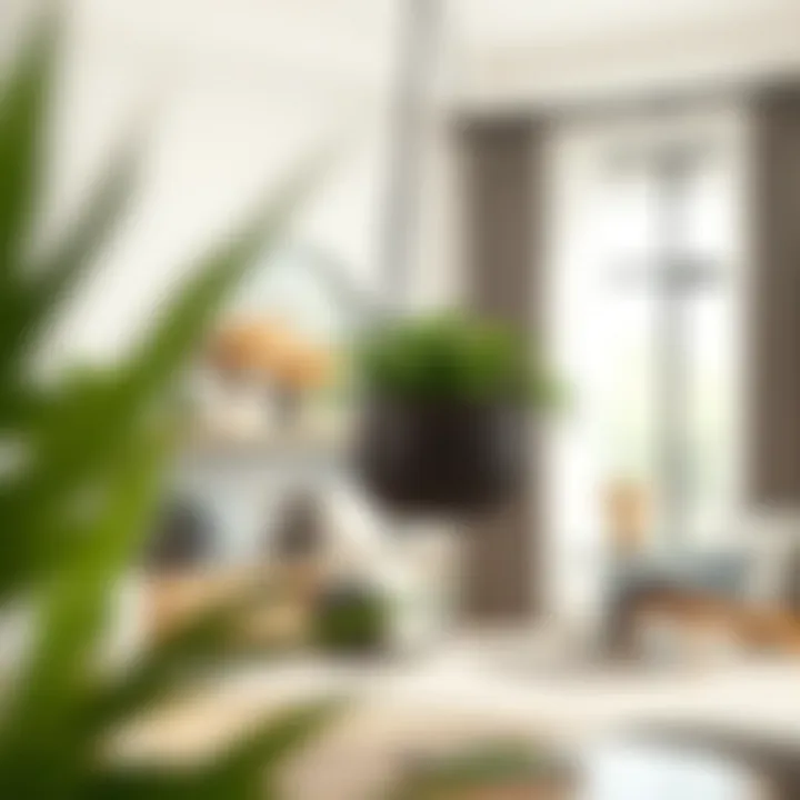 Sophisticated cast iron hanging planter in a modern living room