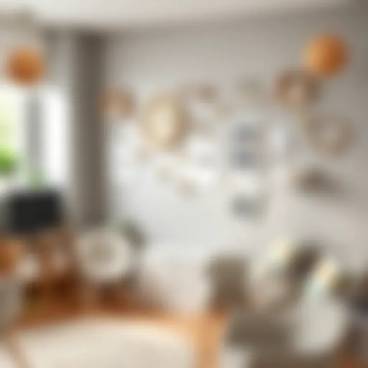 Aesthetic wall decorations combined with functional storage in a playroom