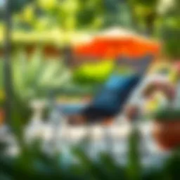 Stylish mesh outdoor chair displayed in a garden setting