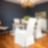 Elegant dining room chair covered with Wayfair chair cover