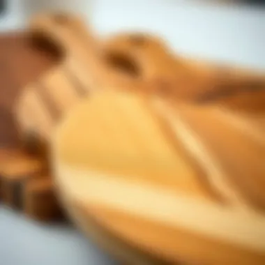 Close-up of different wood grains used in chopping boards