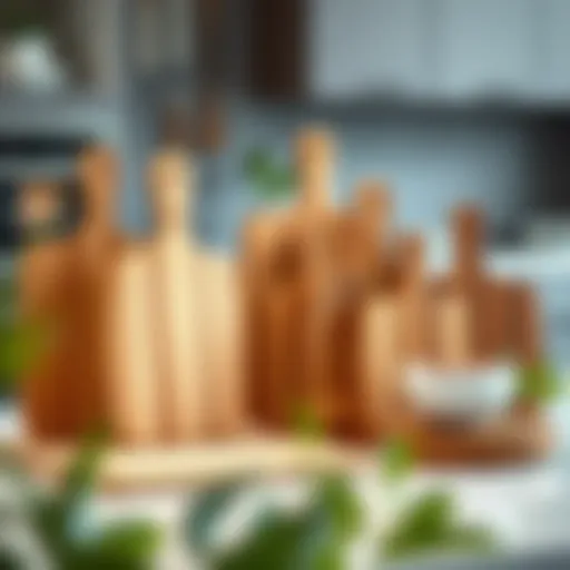 Elegant wooden chopping board set displayed on a countertop