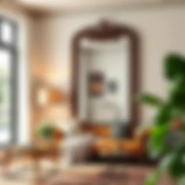 Vintage-inspired XXL wall mirror in a cozy study